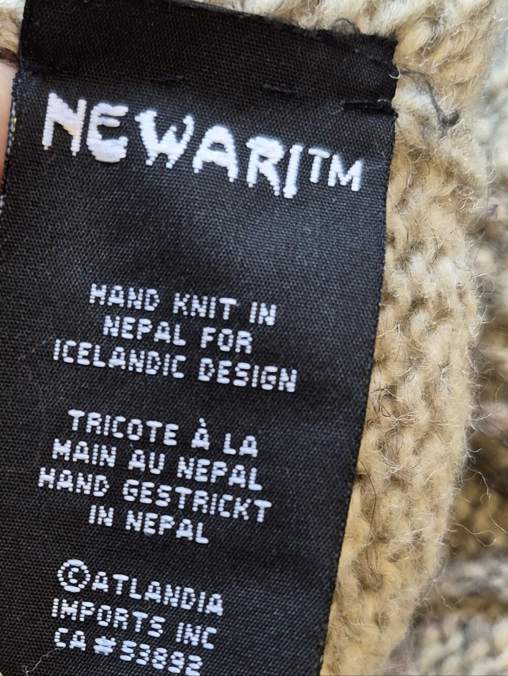 Vtg Newari Nepal Hand Knit Wool Cardigan Sweater Y2K Hooded Belted Floral Sz S/M - Picture 13 of 14